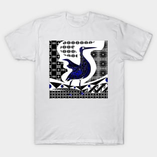 talavera egret bird ecopop in tribal wallpaper of porcelain arts T-Shirt